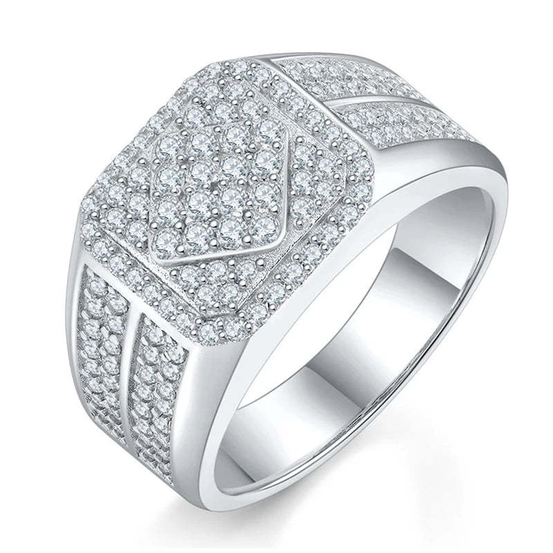 White Classic Embellished Micro Moissanite Diamonds 18k White Gold Plated Luxury Ring | Mix Mix Style