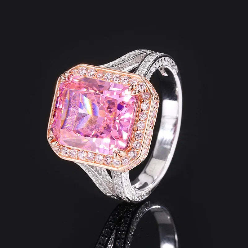 Fine Green Cushion Radiant Cut Moissanite Diamonds 18k White Gold Engagement Ring | Mix Mix Style-Mix MIx Style