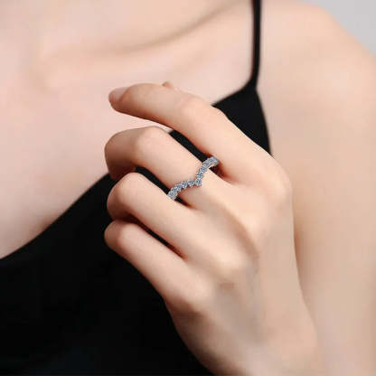 Moissanie Diamonds 18k White Gold Plated V-Shaped Tail Ring | Mix Mix Style [Hot Seller]-Mix MIx Style
