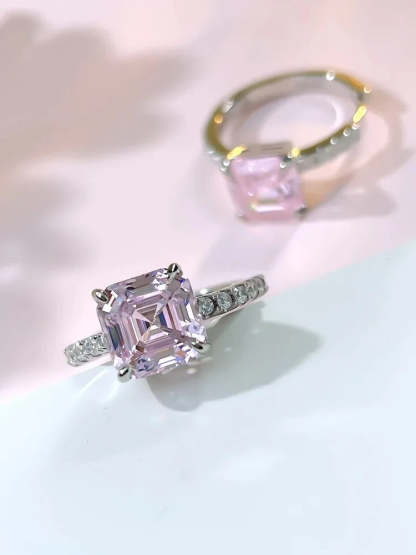 Moissanite Diamond Yellow Asscher Shaped Ring For Women Mix Mix Style [Hot Seller]-Mix MIx Style