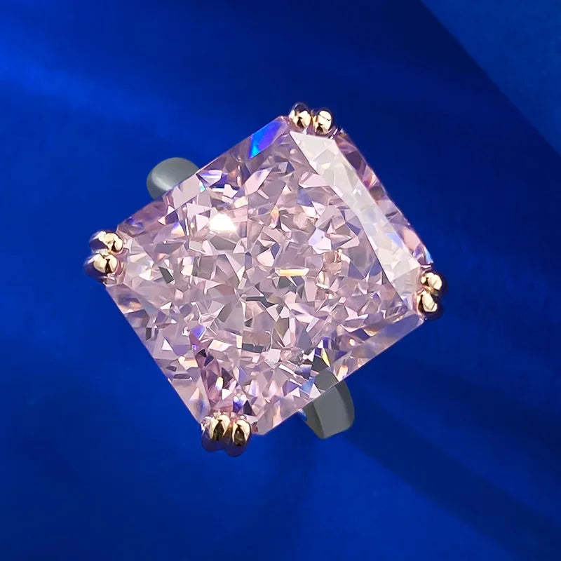 Solitaire Purple Dazzling Radiant Cut Lab Drown Diamond 8ct 18k White Gold Plated Luxurious Engagement Ring | Mix Mix Style