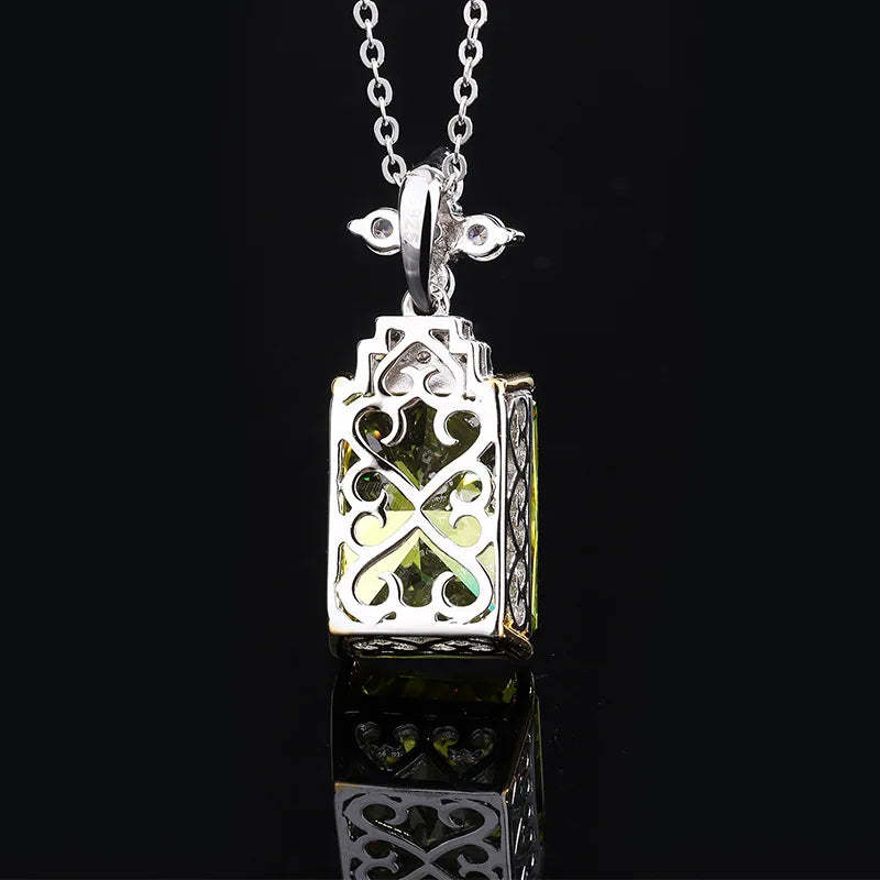 Dazzle Green Diamond Radiant Brilliant Cut Wealthy Eternity Pendant 18k White Gold Plated Necklace | Mix Mix Style-Mix MIx Style