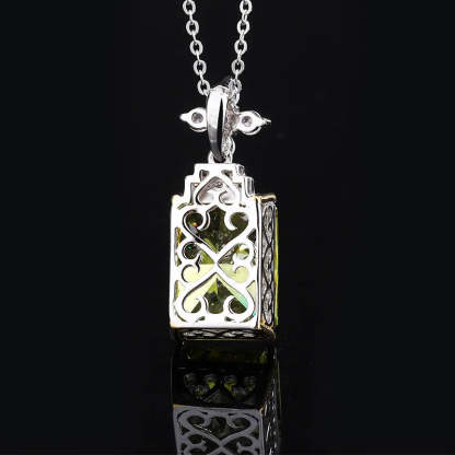 Dazzle Green Diamond Radiant Brilliant Cut Wealthy Eternity Pendant 18k White Gold Plated Necklace | Mix Mix Style-Mix MIx Style