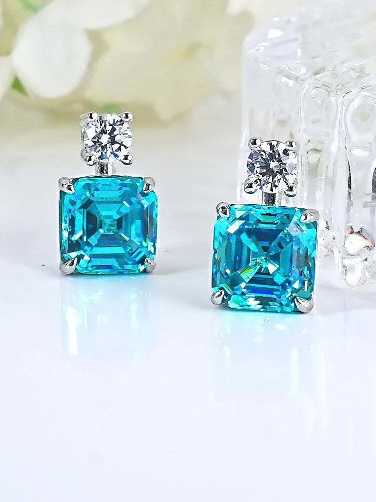 Moissanite Diamond Yellow Asscher Shaped Earrings For Women Mix Mix Style [Hot Seller]-Mix MIx Style