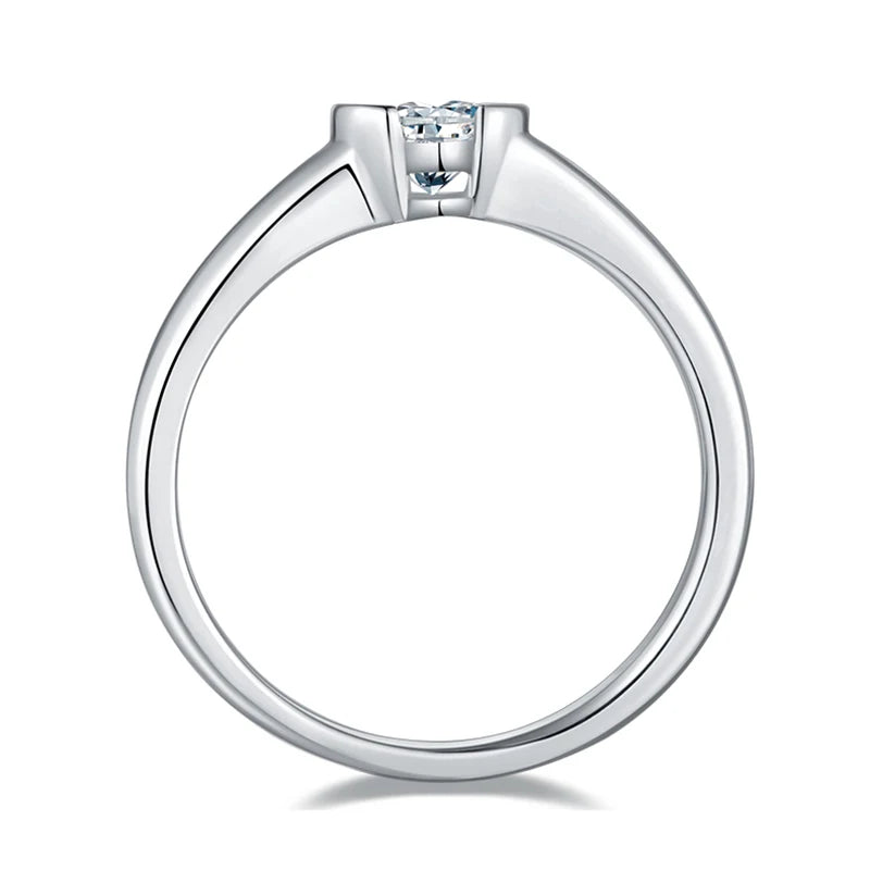 Diamond 0.5CT Moissanite Heart Cut 18k White Gold Plated Ring | Mix Mix Style [Hot Seller]-Mix MIx Style