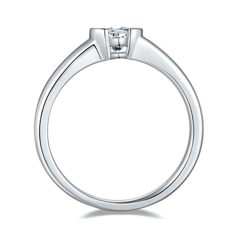 Diamond 0.5CT Moissanite Heart Cut 18k White Gold Plated Ring | Mix Mix Style [Hot Seller]-Mix MIx Style