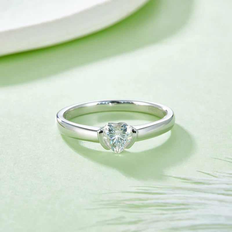 Diamond 0.5CT Moissanite Heart Cut 18k White Gold Plated Ring | Mix Mix Style [Hot Seller]-Mix MIx Style