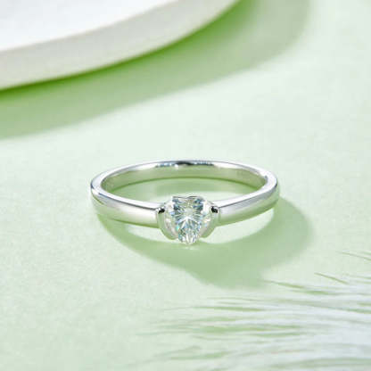 Diamond 0.5CT Moissanite Heart Cut 18k White Gold Plated Ring | Mix Mix Style [Hot Seller]-Mix MIx Style