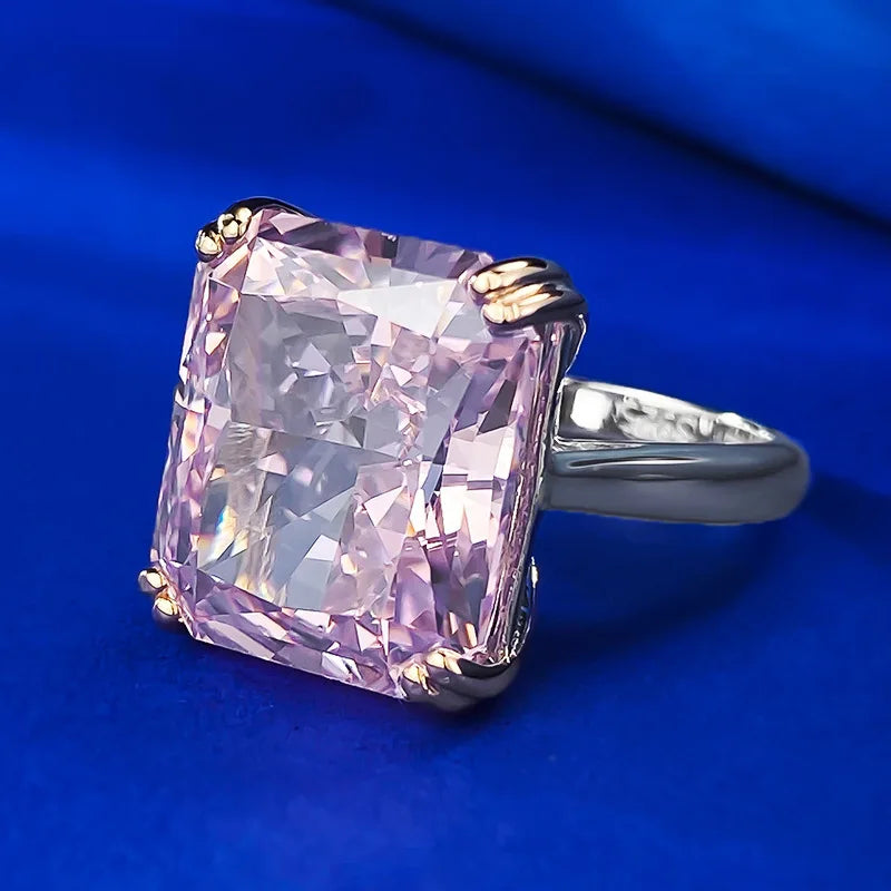 Pink Luxurious Radiant Cut Moissanite Diamonds 8ct 18k White Gold Solitarie  Engagement Ring-Mix MIx Style