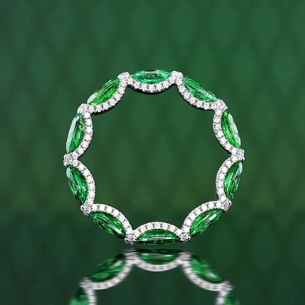 Green - Blue - Red Full Oval Moissanite Diamonds Luxury 18k White Gold Plated Ring | Mix Mix Style