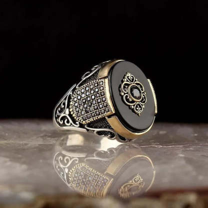 Antique Black - Green - Blue Radiant Cut Moissanite Diamond 18k Vermeil Gold Plated Luxurious Ring | Mix Mix Style