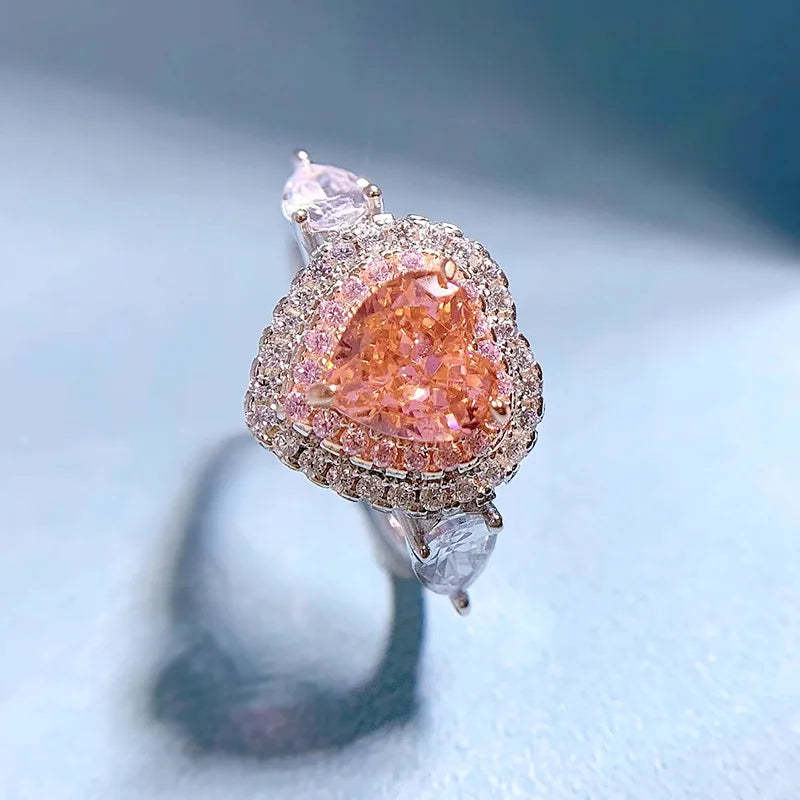 Heart Queen Diamond Ring  Pink Moissanite Diamond Ring Wedding Rings Bridal Engagement Jewelry Mix Mix Style [Hot Seller]-Mix MIx Style