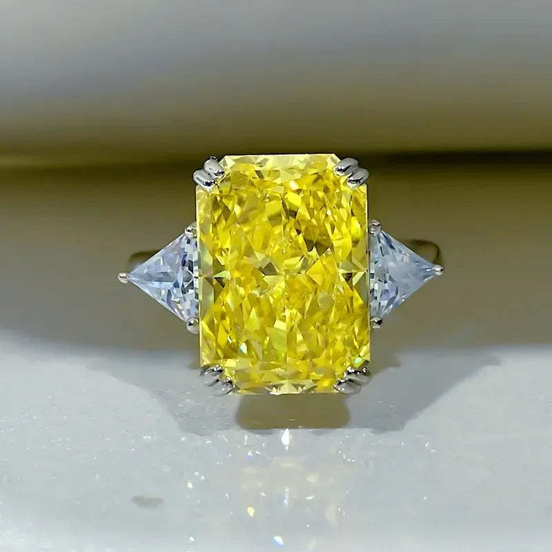 Blue Radiant Cut Moissanite Diamonds 18k White Gold Wedding Solitarie Engagement Ring | Mix Mix Style-Mix MIx Style