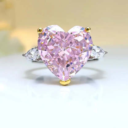 Green Love Solitarie Heart Cut Moissanite Diamond 18k White Gold Plated Engagement Ring-Mix MIx Style