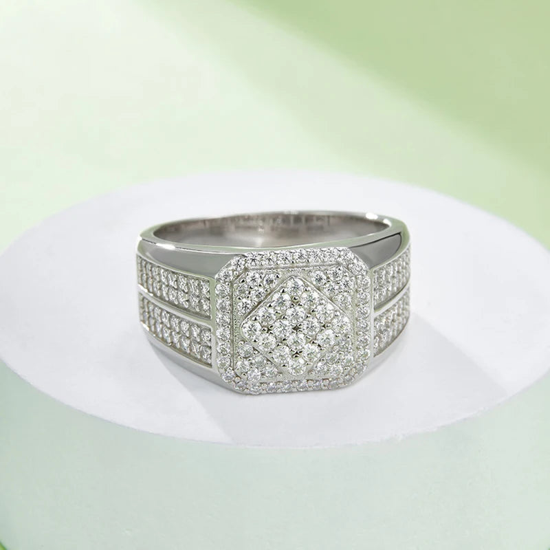 White Classic Embellished Micro Moissanite Diamonds 18k White Gold Plated Luxury Ring | Mix Mix Style