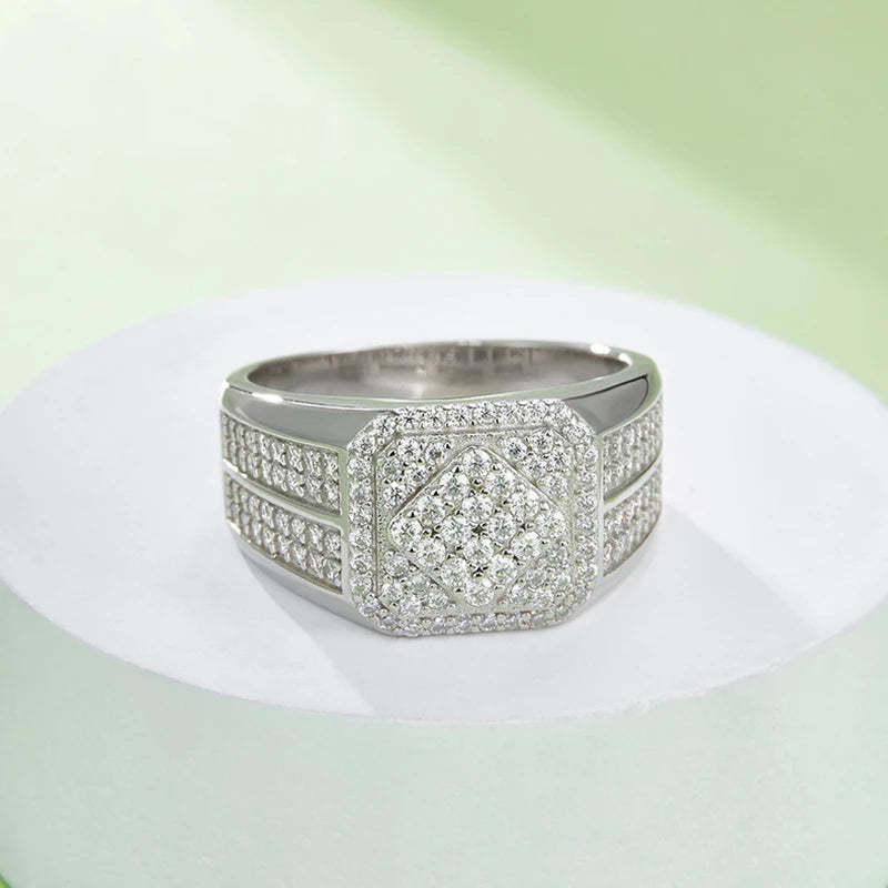 White Classic Embellished Micro Moissanite Diamonds 18k White Gold Plated Luxury Ring | Mix Mix Style