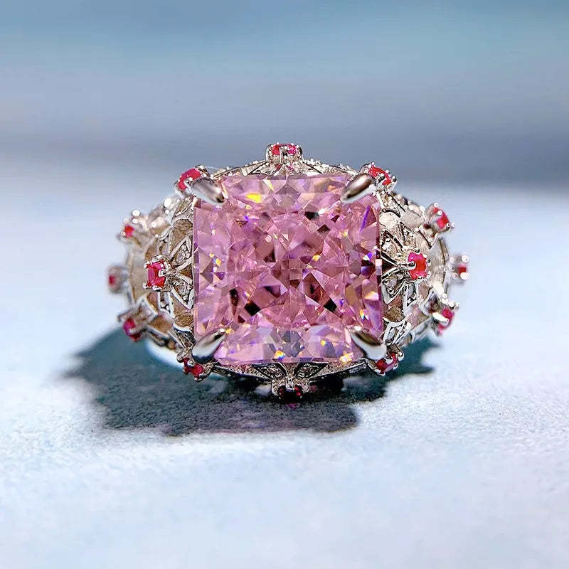Pink Moissanite Pink Diamond  Ring Wedding Rings Bridal Engagement Jewelry Mix Mix Style [Hot Seller]-Mix MIx Style