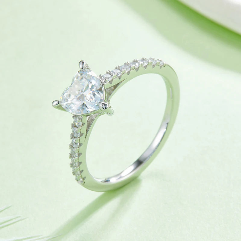 Heart Brilliant Cut Diamond 1CT Moissanite Band 18k White Gold Ring | Mix Mix Style [Hot Seller]-Mix MIx Style