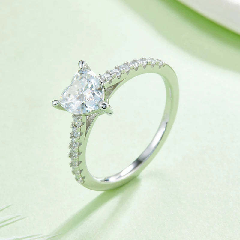 Heart Brilliant Cut Diamond 1CT Moissanite Band 18k White Gold Ring | Mix Mix Style [Hot Seller]-Mix MIx Style