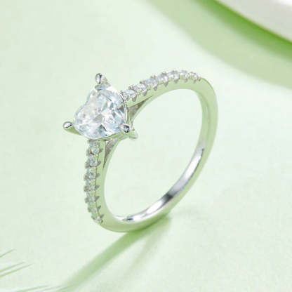 Heart Brilliant Cut Diamond 1CT Moissanite Band 18k White Gold Ring | Mix Mix Style [Hot Seller]-Mix MIx Style