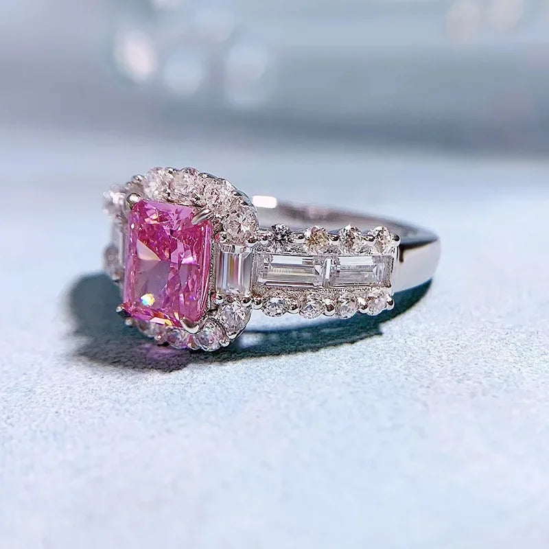 Pink Moissanite Pink Diamond Ring Wedding Rings Bridal Engagement Jewelry Mix Mix Style [Hot Seller]-Mix MIx Style