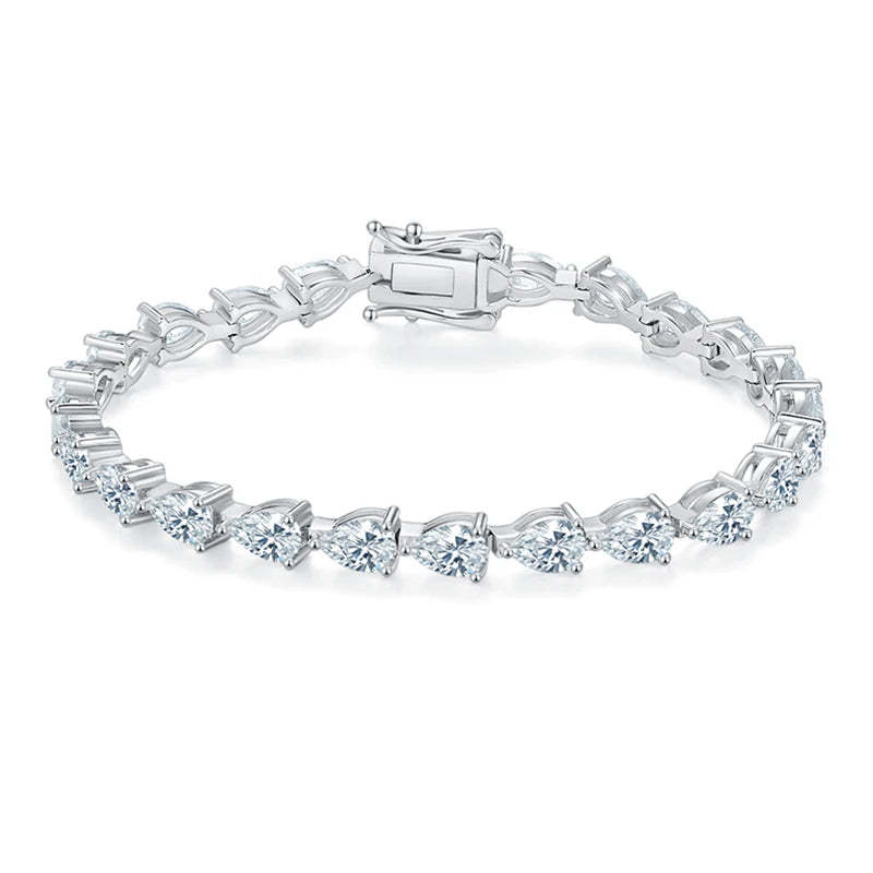 SGARIT Jewellery 925 Sterling Silver 0.5CT Each VVS1D Pear Shape Moissanite Chain Women Jewelry S925 Tennis Bracelet-Mix MIx Style