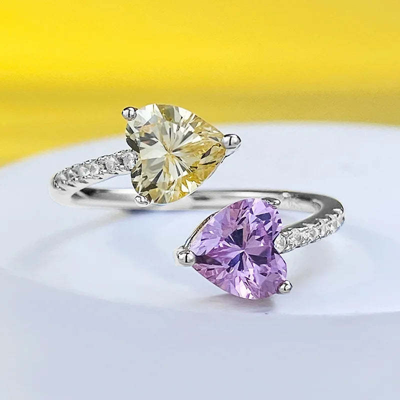 Queen Heart Moissanite Diamond Ring 100% Real 925 Sterling Silver Party Wedding Band Rings for Women Engagement Jewelry-Mix MIx Style