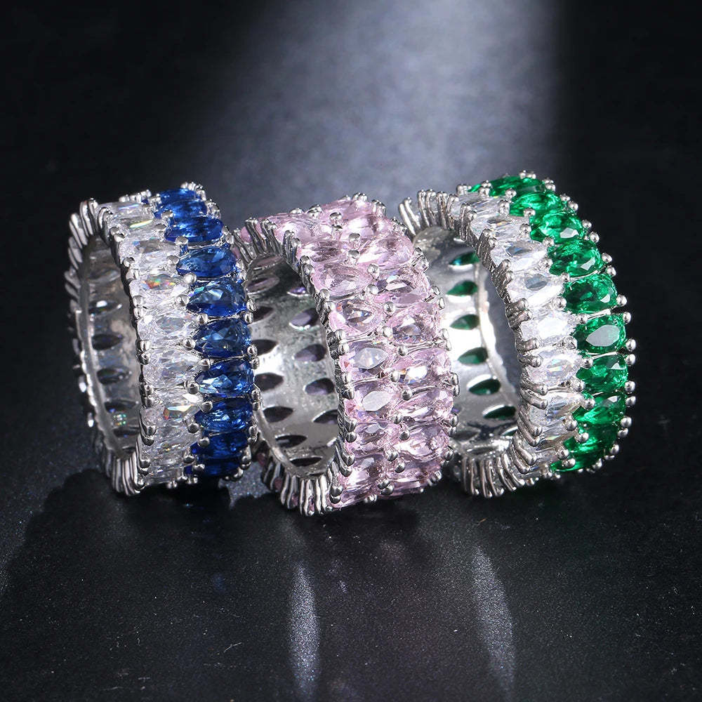 Emmaya Hot Sale Shiny Zirconia Ring With Three Colors Choice For Women&Girls Charming Dress-Up Noble Jewelry