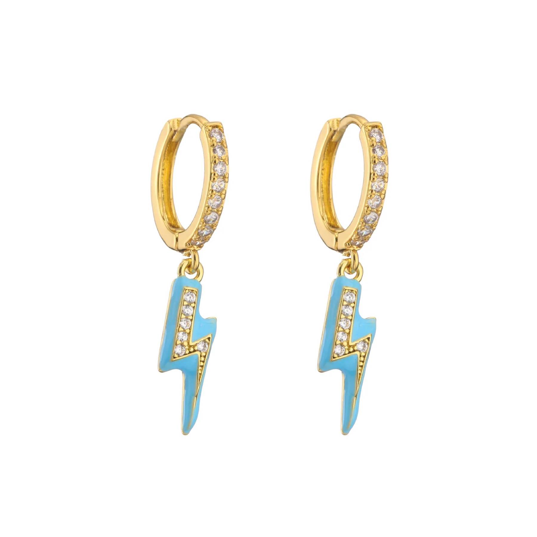 New Women's Earrings Plated with 18k Gold Crystal Zircon Enamel, Lightning, Sweet, Romantic, Fashion Jewelry, Couple Gift