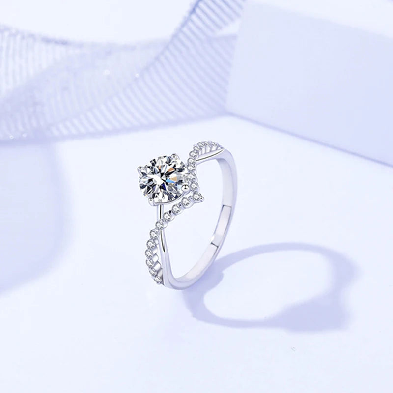 18k White Gold Plated Diamond 1.0CT Round Moissanite Ring | Mix Mix Style [Hot Seller]-Mix MIx Style