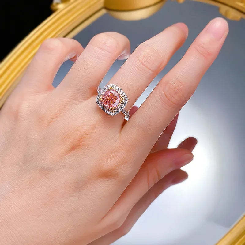Romantic Pink Moissanite Diamond Ring Wedding Rings Bridal Engagement Jewelry Mix Mix Style [Hot Seller]-Mix MIx Style