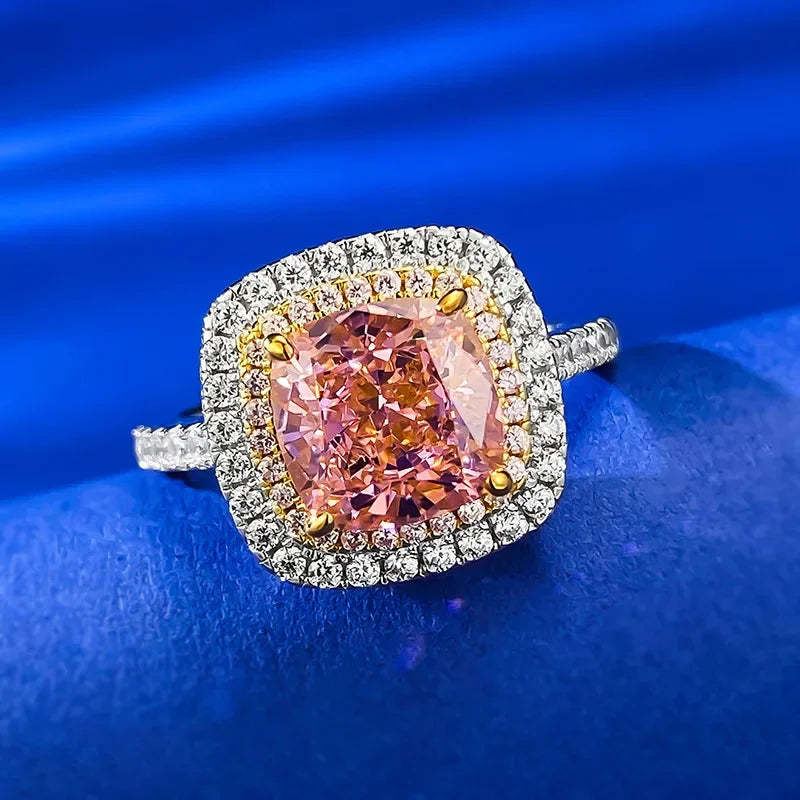 Romantic Pink Moissanite Diamond Ring Wedding Rings Bridal Engagement Jewelry Mix Mix Style [Hot Seller]-Mix MIx Style