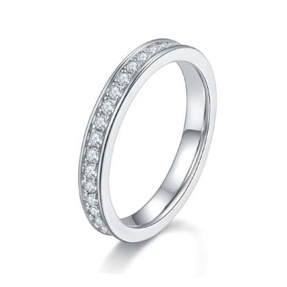 Moissanite 0.57CT Diamond 18K White Gold Plated Eternity Band Ring | Mix Mix Style [Hot Seller]-Mix MIx Style