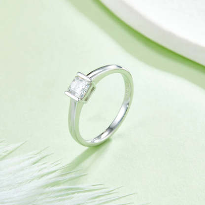 Diamond 0.5CT Moissanite Asscher Cut 18k White Gold Plated Ring | Mix Mix Style [Hot Seller]-Mix MIx Style