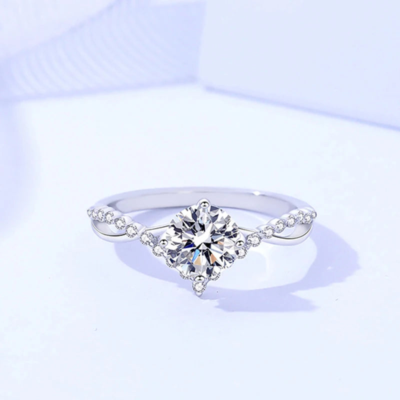18k White Gold Plated Diamond 1.0CT Round Moissanite Ring | Mix Mix Style [Hot Seller]-Mix MIx Style