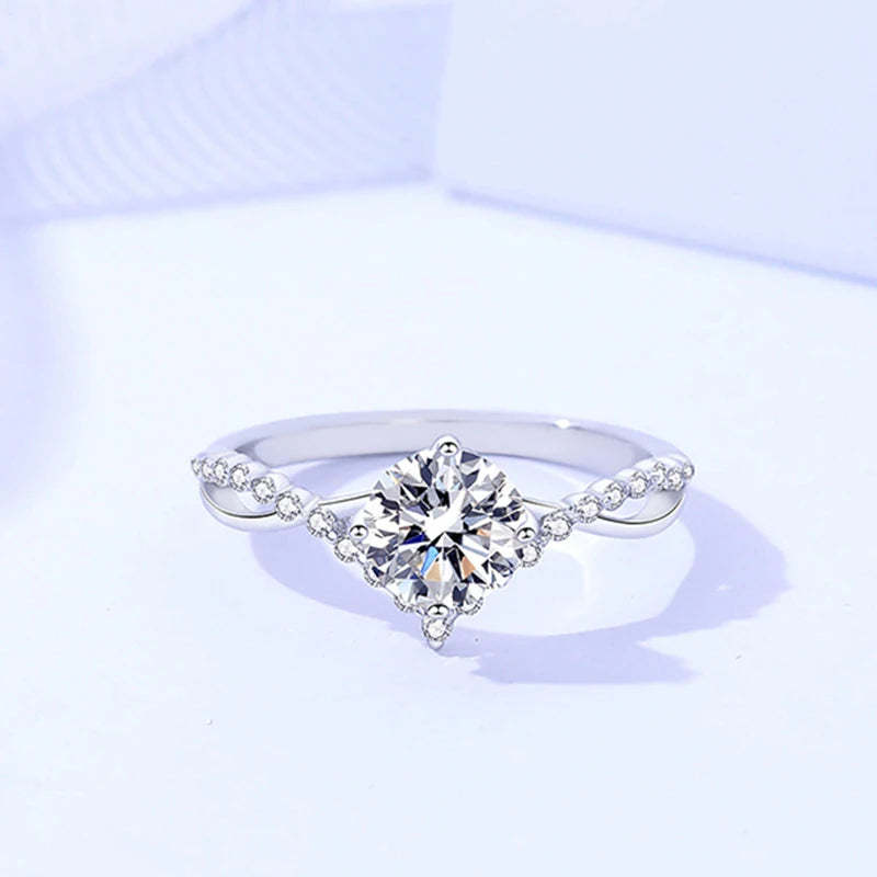 18k White Gold Plated Diamond 1.0CT Round Moissanite Ring | Mix Mix Style [Hot Seller]-Mix MIx Style