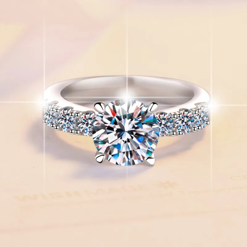 Solitarie White Round Cut Moissanite Diamonds 2ct 18k White Gold Wedding Engagement Ring-Mix MIx Style