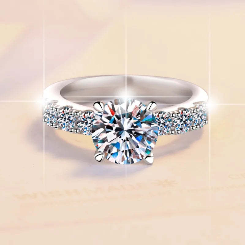 Solitarie White Round Cut Moissanite Diamonds 2ct 18k White Gold Wedding Engagement Ring-Mix MIx Style