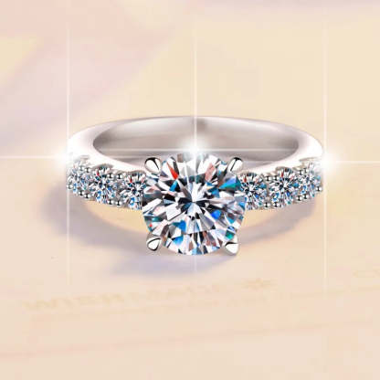 Solitarie White Round Cut Moissanite Diamonds 2ct 18k White Gold Wedding Engagement Ring-Mix MIx Style