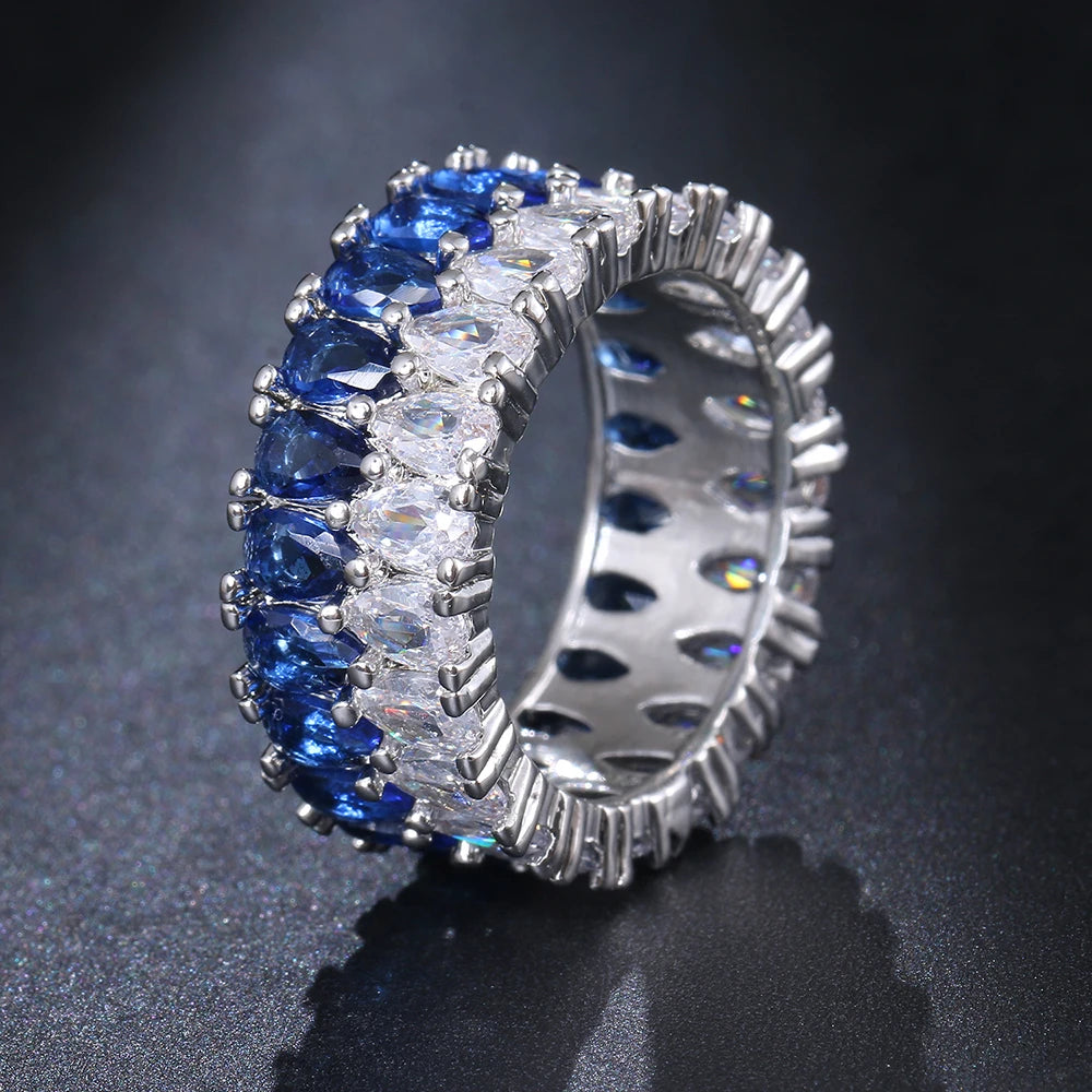 Emmaya Hot Sale Shiny Zirconia Ring With Three Colors Choice For Women&Girls Charming Dress-Up Noble Jewelry