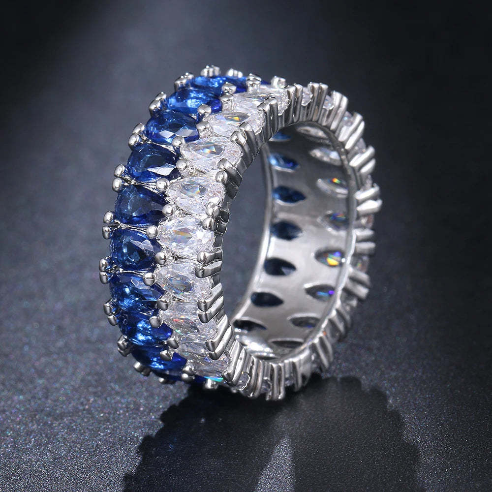 Emmaya Hot Sale Shiny Zirconia Ring With Three Colors Choice For Women&Girls Charming Dress-Up Noble Jewelry