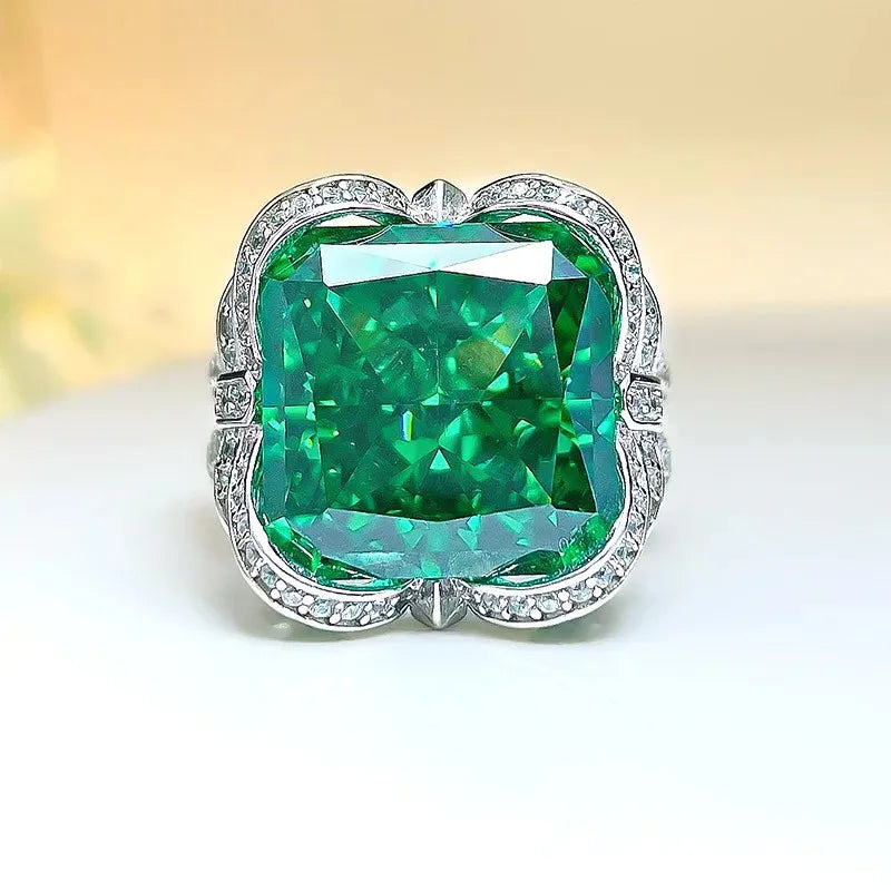 Blue Cushion Cut Moissanite Diamonds 18k White Gold Elegant Luxury Engagement Ring | Mix Mix Style-Mix MIx Style