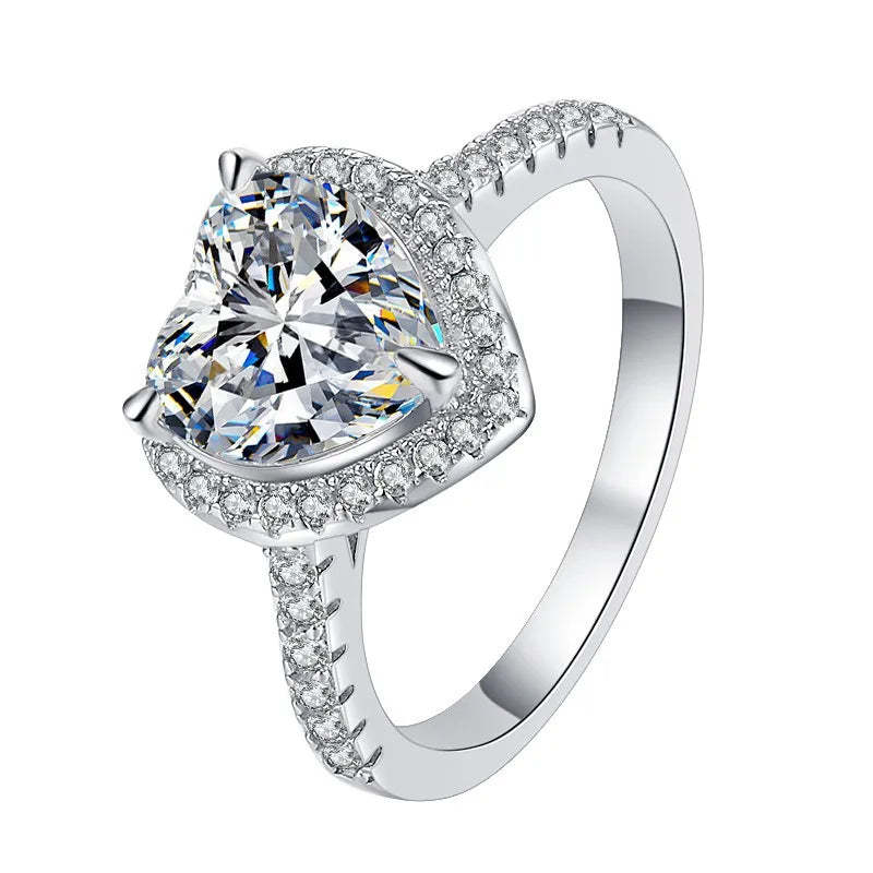 Dainty White Heart Cut Moissanite Diamonds 18k White Gold Luxury Engagement Ring-Mix MIx Style