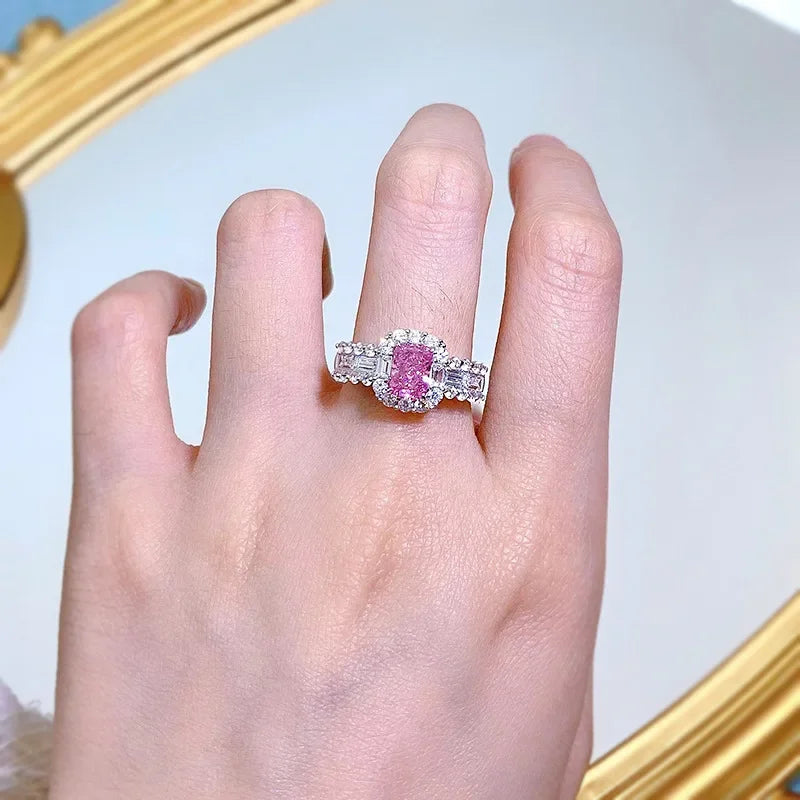 Pink Moissanite Pink Diamond Ring Wedding Rings Bridal Engagement Jewelry Mix Mix Style [Hot Seller]-Mix MIx Style