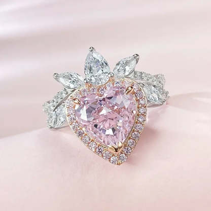 Heart Queen Diamond Ring Romantic Pink Moissanite Diamond Ring Wedding Rings Bridal Engagement Jewelry Mix Mix Style [Hot Seller]-Mix MIx Style