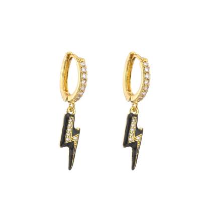 New Women's Earrings Plated with 18k Gold Crystal Zircon Enamel, Lightning, Sweet, Romantic, Fashion Jewelry, Couple Gift
