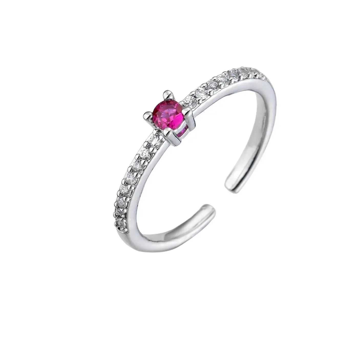 Green, Blue, Purple Dazzling Moissanite Diamond 18k White/Vermeil Gold Plated Open Adjustable Ring | Mix Mix Style