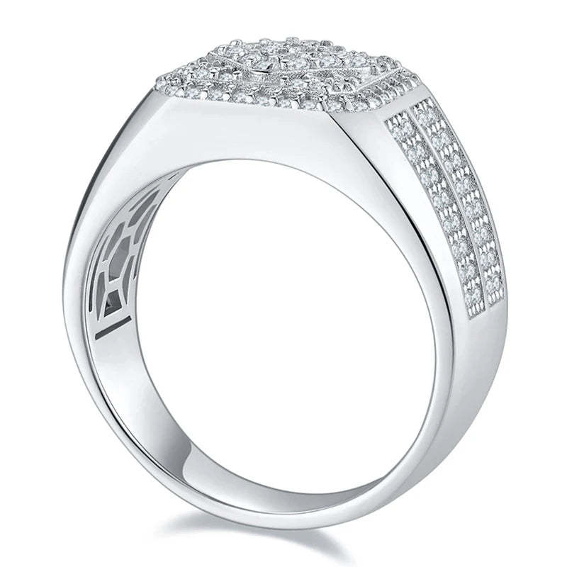 White Classic Embellished Micro Moissanite Diamonds 18k White Gold Plated Luxury Ring | Mix Mix Style