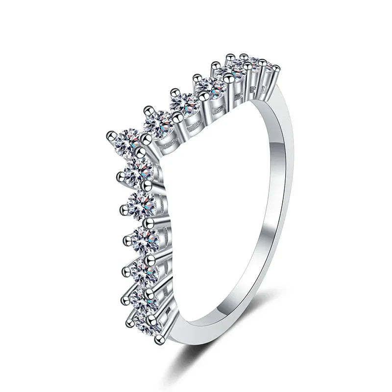 Moissanie Diamonds 18k White Gold Plated V-Shaped Tail Ring | Mix Mix Style [Hot Seller]-Mix MIx Style