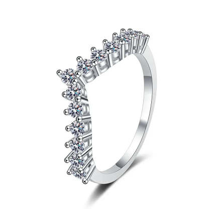 Moissanie Diamonds 18k White Gold Plated V-Shaped Tail Ring | Mix Mix Style [Hot Seller]-Mix MIx Style